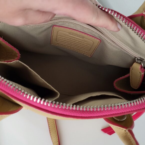 Coach Bleecker Preston Satchel In Edgepaint and Pink Leather I Crossbody - Picture 9 of 10